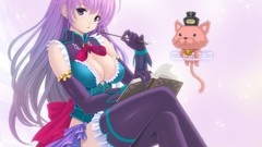 Long hair animal ears purple hair cleavage