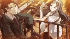 Long hair anime girls anime boys thigh highs hair band