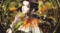 Long hair anime girls black hair artwork Midori Foo