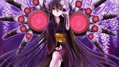 Long hair anime girls black hair Japanese clothes