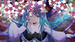 Long hair anime girls blossoms hatsune miku vocaloid purple 