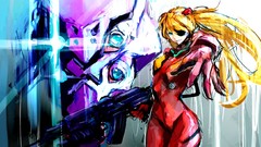 Long hair anime girls blue eyes asuka langley soryu neon 