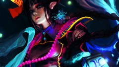 Long hair anime girls blue eyes braids long ears