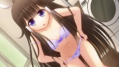 Long hair anime girls blue eyes brunettes bra underwear panties 