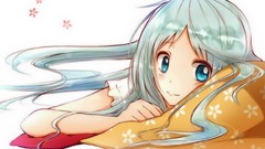 Long hair anime girls blue eyes gray hair honma meiko We Still 