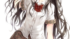 Long hair anime girls blue eyes illustrations