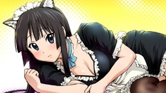 Long hair anime girls blue eyes maids akiyama mio k - on black 