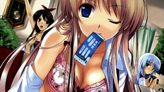 Long hair anime girls blue eyes misaki kurehito underwear