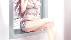 Long hair anime girls boots