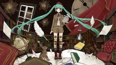 Long hair anime girls boots green eyes hatsune miku vocaloid 