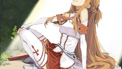 Long hair anime girls brown eyes brunettes sword art online 