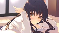 Long hair anime girls brown eyes brunettes tatami