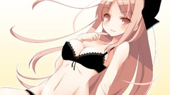 Long hair anime girls brown eyes cleavage underwear panties