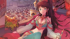 Long hair anime girls brunettes cityscapes Nardack (Artist)