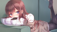 Long hair anime girls brunettes pantyhose makise kurisu steins 