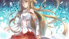 Long hair anime girls brunettes sword art online yuuki asuna