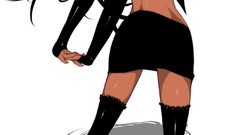 Long hair anime girls brunettes viola illustrations boobs aqua 