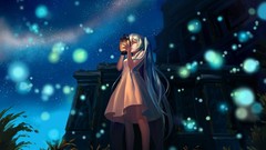 Long hair anime girls closed eyes white dress hatsune miku 