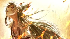 Long hair anime girls fujiwara no mokou touhou video games