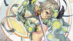 Long hair anime girls green eyes artwork bodysuits Midori Foo