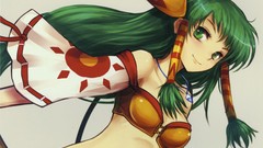 Long hair anime girls green eyes green hair artwork akarasamana 