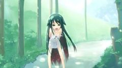 Long hair anime girls green eyes green hair saya no uta saya 