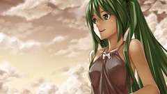 Long hair anime girls green eyes hatsune miku vocaloid green 