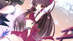 Long hair anime girls hakurei reimu touhou miko underwear 