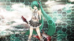 Long hair anime girls hatsune miku vocaloid aqua hair