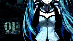 Long hair anime girls hatsune miku vocaloid aqua hair aqua eyes