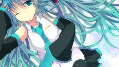 Long hair anime girls hatsune miku vocaloid artwork detached 