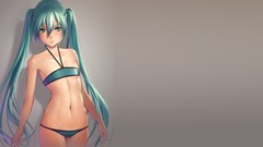 Long hair anime girls hatsune miku vocaloid bikini panties 