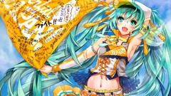 Long hair anime girls hatsune miku vocaloid detached sleeves 