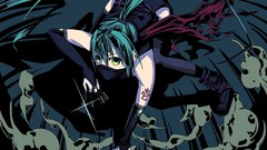 Long hair anime girls hatsune miku vocaloid green hair detached 