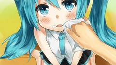 Long hair anime girls hatsune miku vocaloid tails aqua hair 