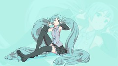 Long hair anime girls hatsune miku vocaloid twintails