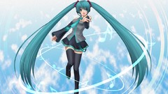 Long hair anime girls hatsune miku vocaloid twintails aqua hair 