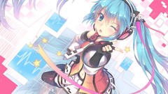 Long hair anime girls hatsune miku vocaloid twintails aqua hair