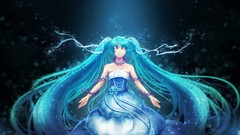 Long hair anime girls hatsune miku vocaloid twintails aqua hair