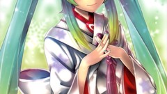 Long hair anime girls hatsune miku vocaloid twintails aqua hair 