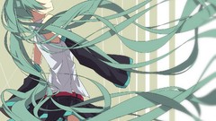 Long hair anime girls hatsune miku vocaloid twintails aqua hair 