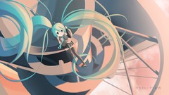 Long hair anime girls hatsune miku vocaloid twintails stairways