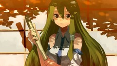 Long hair anime girls kochiya sanae green hair touhou video 