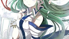 Long hair anime girls kochiya sanae green hair touhou video 