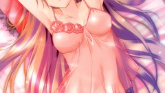 Long hair anime girls lying down panties Komatsu E-ji 