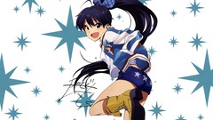 Long hair anime girls ponytails black hair idolmaster ganaha 