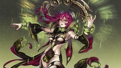 Long hair anime girls purple hair artwork Midori Foo