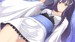 Long hair anime girls purple hair purple eyes panties