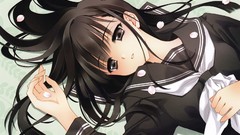 Long hair anime girls seifuku black hair black eyes carnelian