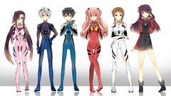 Long hair anime girls short hair neon genesis evangelion mirai 